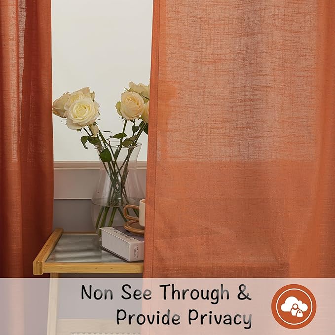 DONREN Burnt Orange Back Tab Curtains 100 Inches Long 2 Panels - Image 4