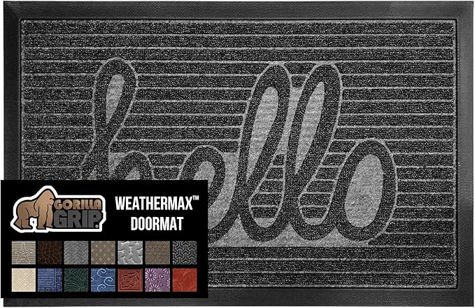 GORILLA GRIP 100% Waterproof All-Season WeatherMax Doormat 35x23, US Designed by GorillaGrip