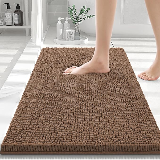Smiry Luxury Chenille Bathroom Rugs 24x16, Extra Soft and Absorbent Shaggy Bath by Smiry