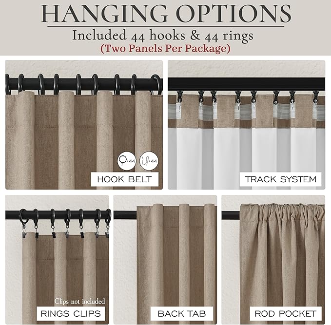 Rust Brown Blackout Curtains 60 Inches Extra Wide Linen 96 Inch Length - Image 3