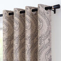 Vangao Damask Curtains Grey Curtains Paisley Medallion Print by Vangao
