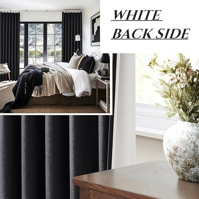 Black Curtains for Bedroom 90 Inches Long, Sound Proof Modern Window Drapes - Image 6