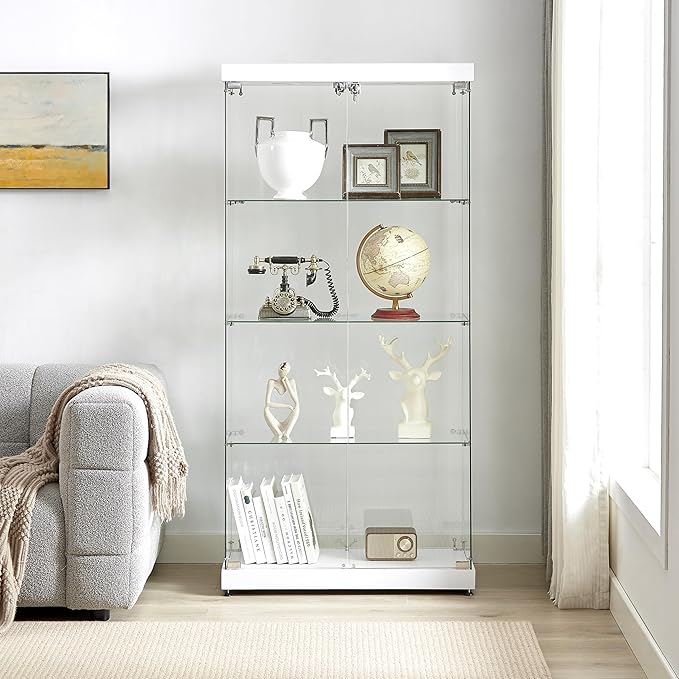 Yoluckea 4 Shelves Glass Display Cabinet - Image 3