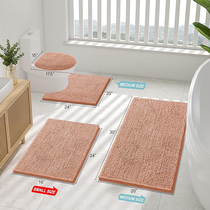Smiry Luxury Chenille Bathroom Rugs 30x20, Extra Soft and Absorbent Shaggy Bath - Image 2