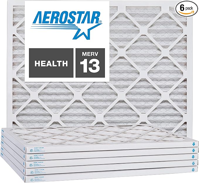Aerostar 22x28x1 MERV 13, Pleated Air Filter, Box of 6, Made in the USA by AirFiltersDelivered