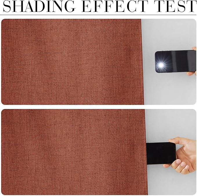 RYB HOME 100% Blackout Linen Textured Curtains 108 inches Long, Insulating - Image 6