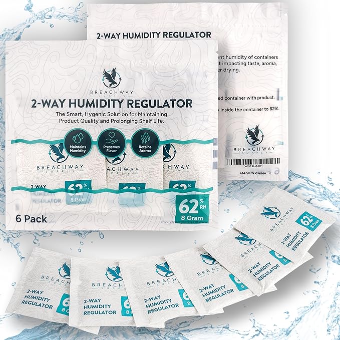 62% RH Size 8 | 6 Pack Two-Way Humidity Control Packs | by BreachwaySupply