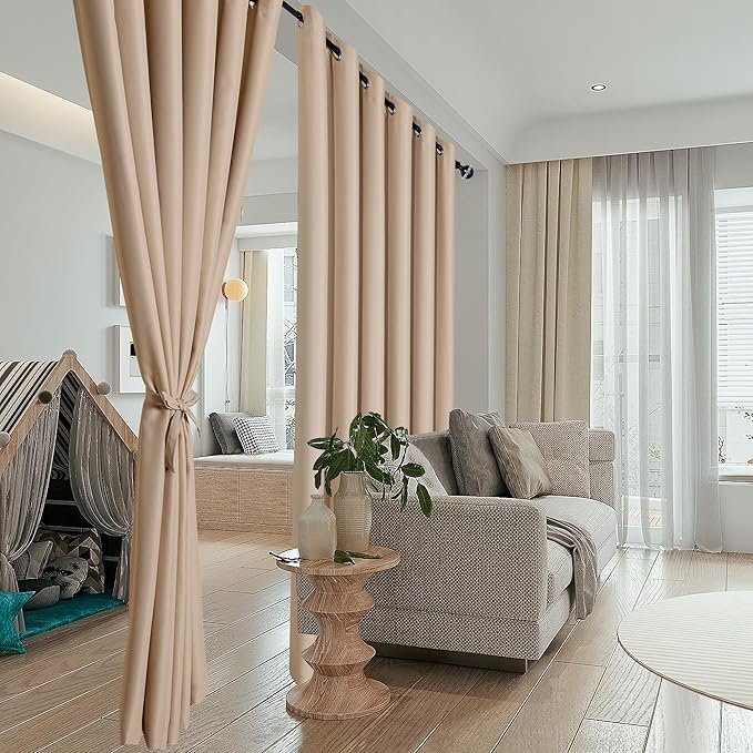 Hiasan Patio Sliding Door Curtain Panel, Biscotti Beige Room Divider Grommet - Image 4