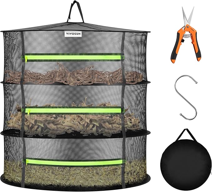 VIVOSUN 3-Layer Mesh Drying Rack Hanging Design by VIVOSUN