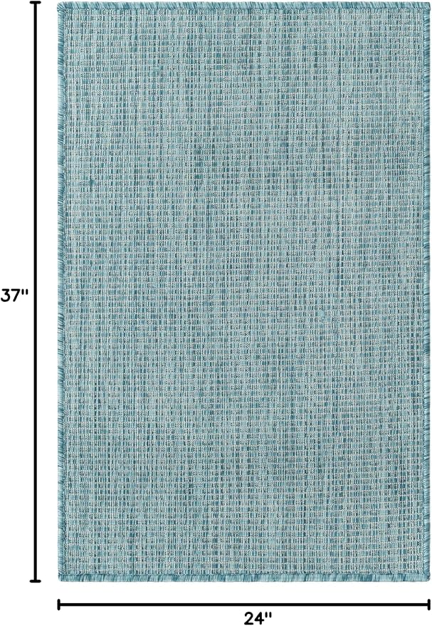 Unique Loom Collection Casual Transitional Solid Heathered Indoor/Outdoor - Image 2