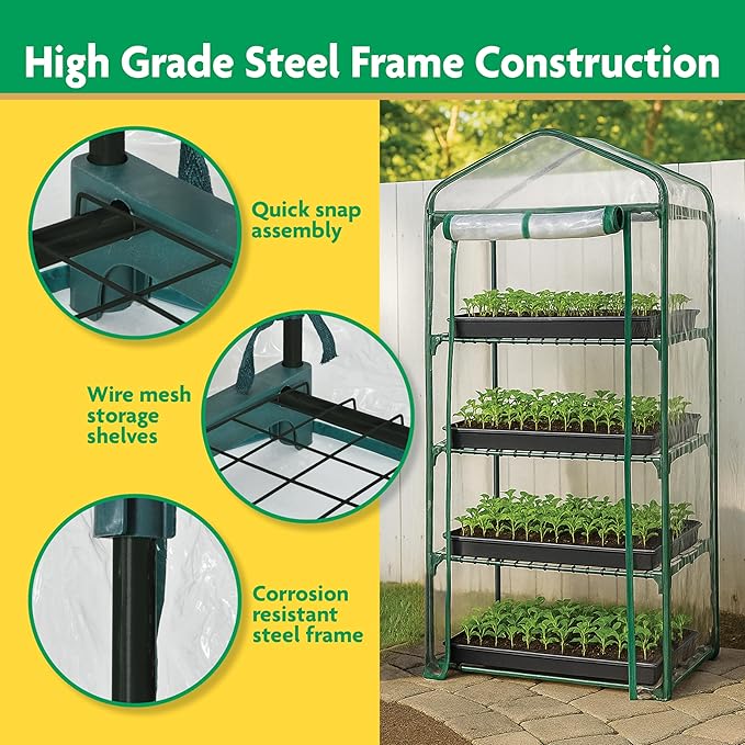 Miracle-Gro 23" x 17" x 57" 4-Tier Indoor/Outdoor Mini Greenhouse Plant Tent - Image 4
