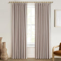 Living Room Curtains 80 Inches Long, Tan Beige Pinch Pleated Linen Basics by QJMYDECO