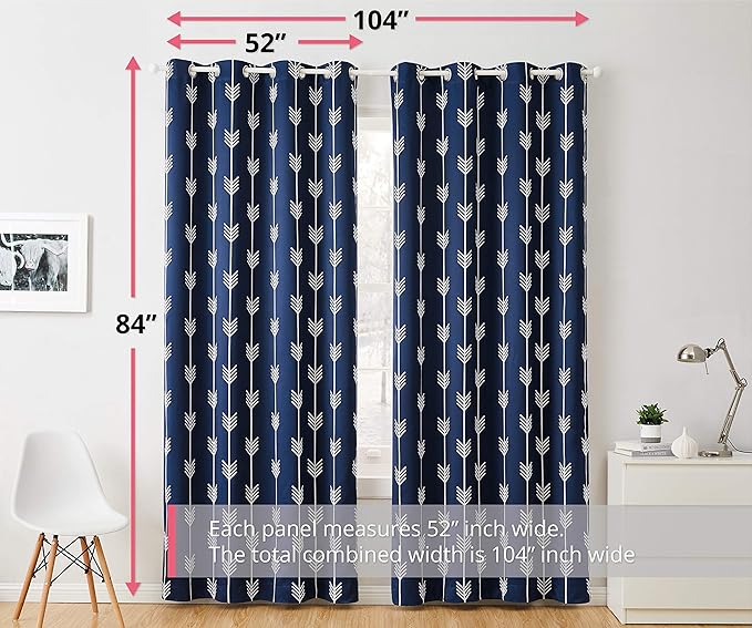 HLC.ME Arrow Printed Blackout Room Darkening Thermal Grommet Window Curtain - Image 3