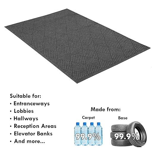 Guardian EcoGuard Diamond Indoor Wiper Floor Mat, Recycled Plactic and Rubber - Image 2