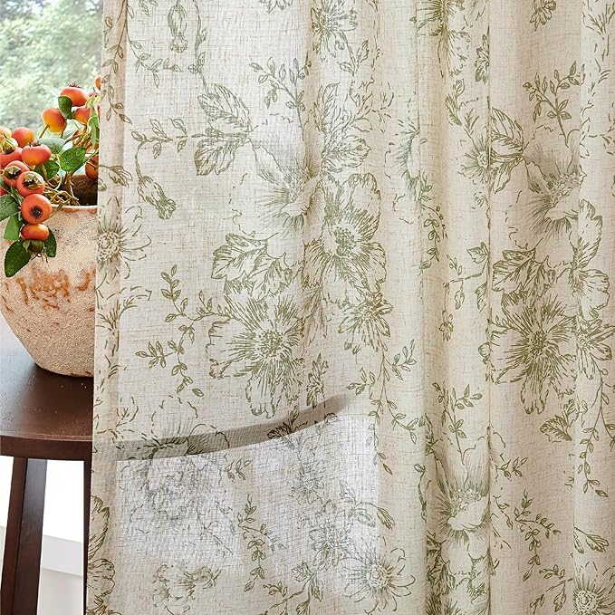 jinachan Linen Blend Floral Curtains - Image 8
