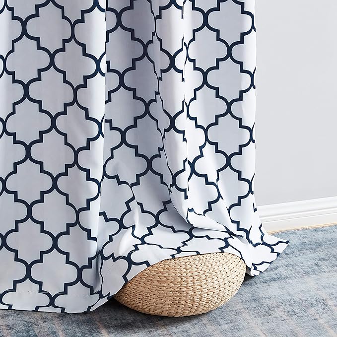 HLC.ME Lattice Print Decorative Curtains Blackout 54 Length - Image 6