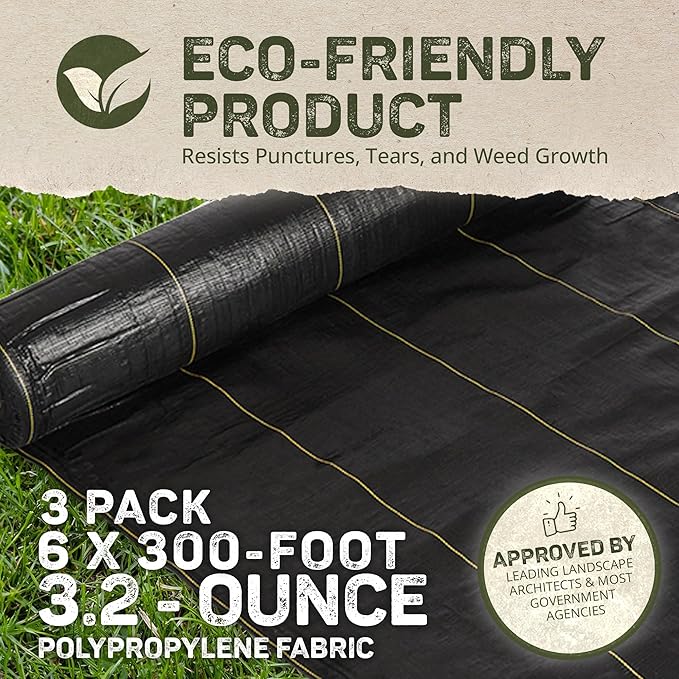 Dewitt 3-Pack Sunbelt Weed Barrier Fabric 3.2 oz, 6 x 300 Feet – Heavy-Duty - Image 4
