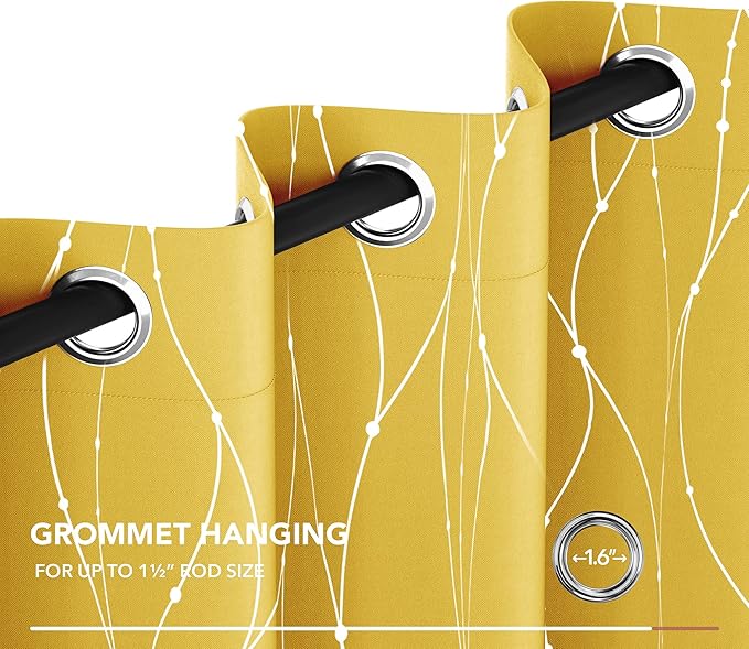 Deconovo Yellow Curtains, Thermal Insulated Soundoroof Pravicy Curtain - Image 7