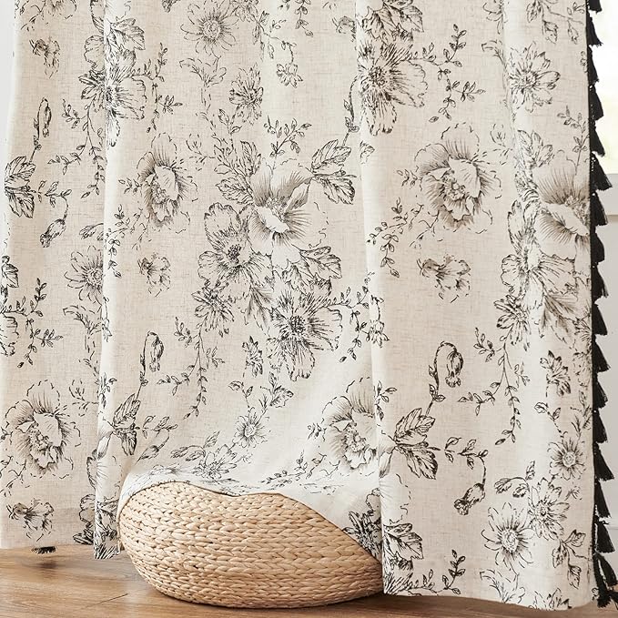 JINCHAN Linen Blend Floral Curtains - Image 9