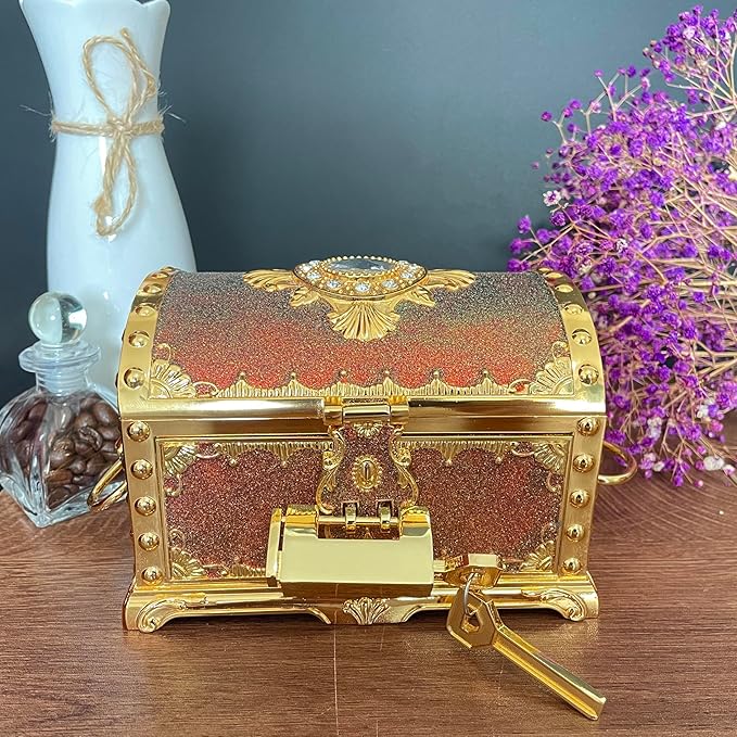 Retro Jewelry Box Arched Vintage Rectangular Metal Chest Necklace Ring Earrings - Image 2
