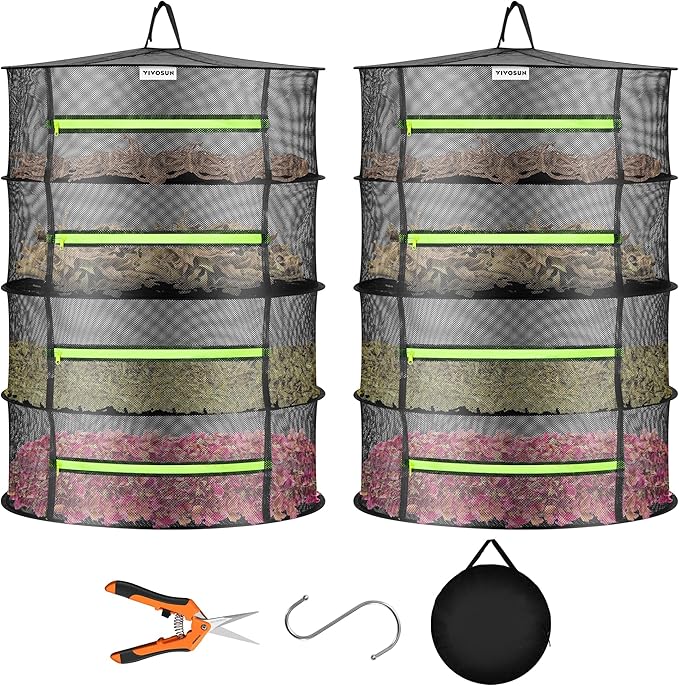 VIVOSUN 2-Pack 4-Layer Mesh Drying Rack Hanging Design by VIVOSUN