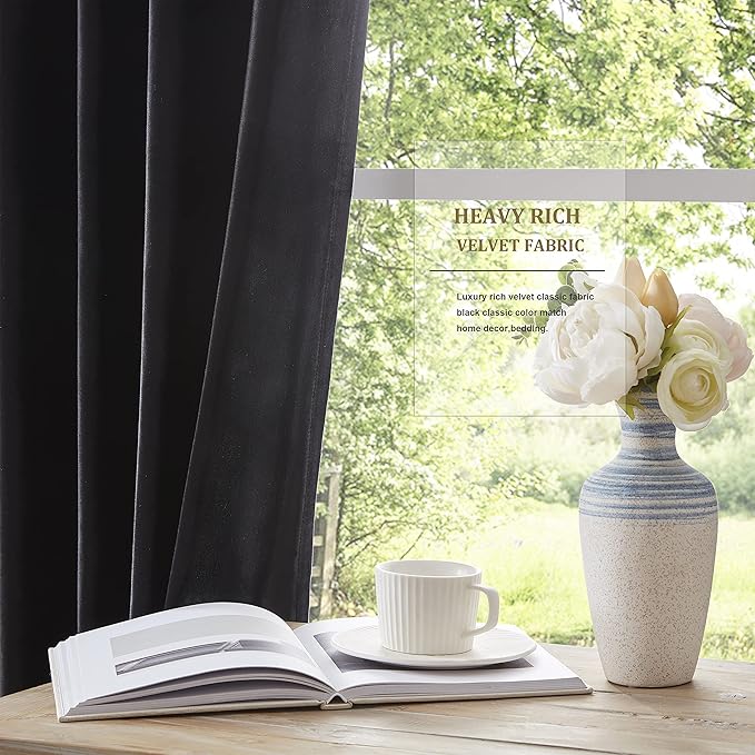 Elegant Black Decorative Velvet Curtains 90 inches Luxury Living Room Curtain - Image 5