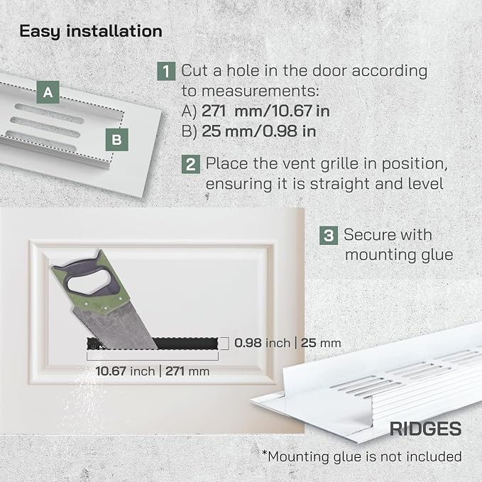 Vent Systems 12 x 1.5 Inch Air Supply Ventilation Grille - Image 3