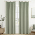 Sage Green Blackout Linen Curtains 84 Inches Long by QJMYDECO