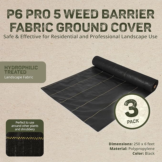 Dewitt 3-Pack Pro-5 Weed Barrier Fabric 5 oz, 6 x 250 Feet – Heavy-Duty Woven - Image 4