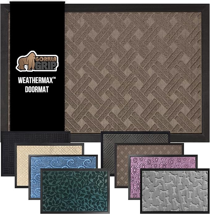 GORILLA GRIP 100% Waterproof All-Season WeatherMax Doormat 35x23, US Designed by GorillaGrip