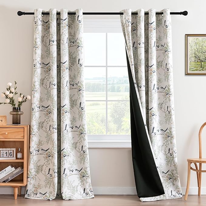 H.VERSAILTEX 100% Blackout Floral Curtains 84 inch Length 2 Panels Set by HVERSAILTEX