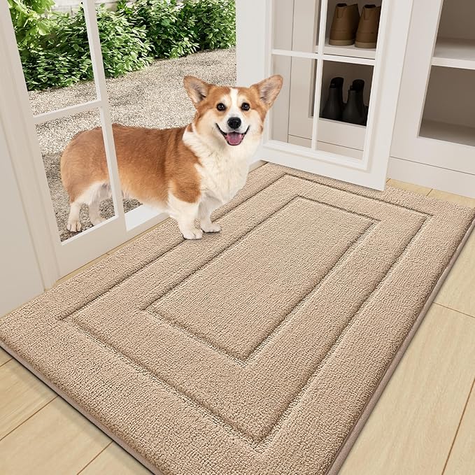 Smiry Dog Door Mat for Muddy Paws, Absorbs Moisture and Dirt, Low-Profile by Smiry