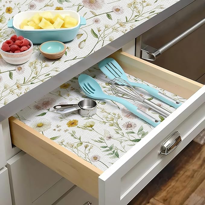 Drawer and Shelf Liner for Kitchen Cabinets Non Adhesive Drawer Liners Floral - Image 8