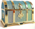 Retro Jewelry Box Arched Vintage Rectangular Metal Chest Necklace Ring Earrings by Unknown