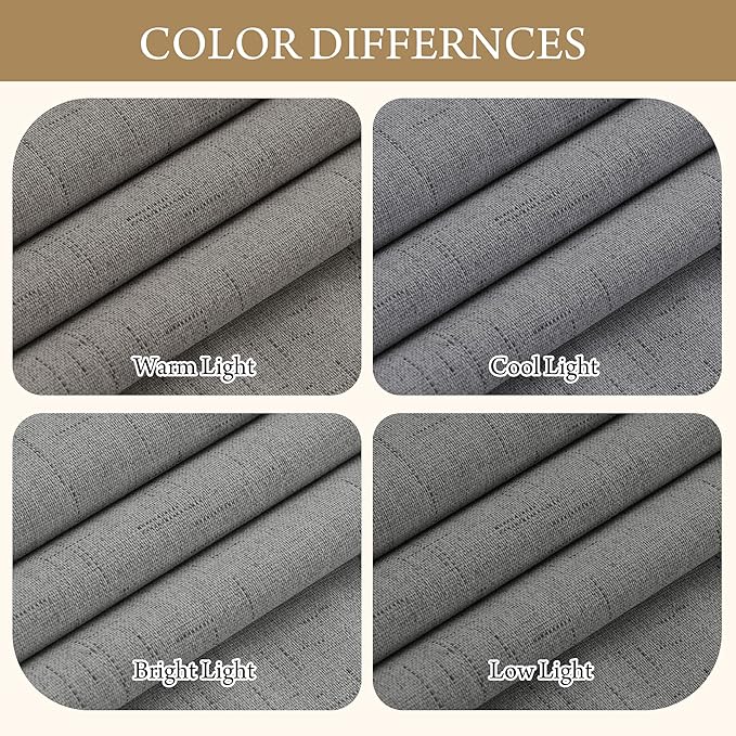 RYB HOME Grey Linen Blackout Curtains - Image 5