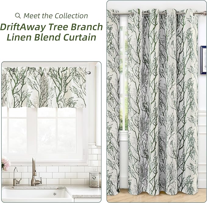 DriftAway Linen Printed Blackout Curtains Tree Branch Pattern Double Layer 84 - Image 9