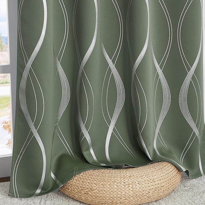 NICETOWN 100% Blackout Greyish Green Blackout Curtain Panels - Image 7