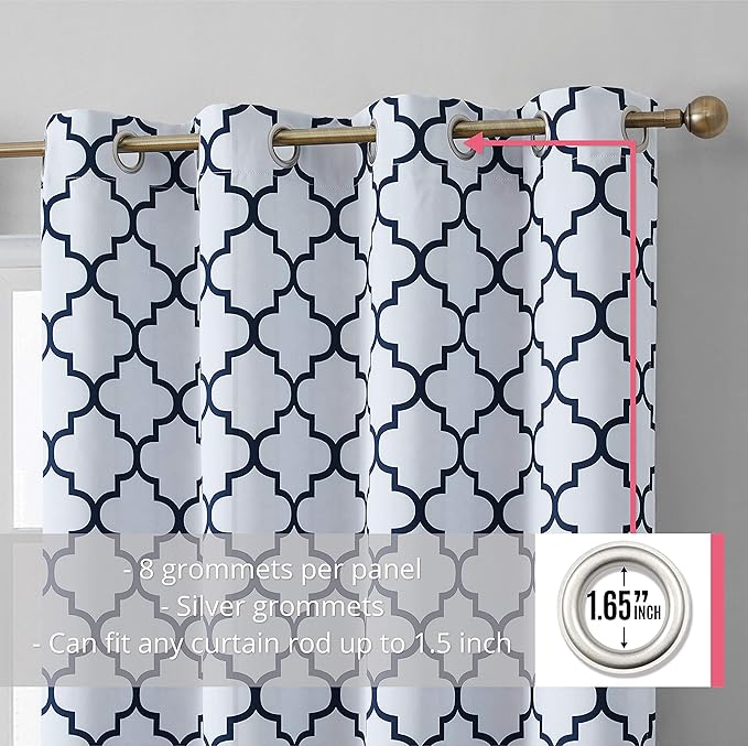 HLC.ME Lattice Print Decorative Curtains Blackout 54 Length - Image 2