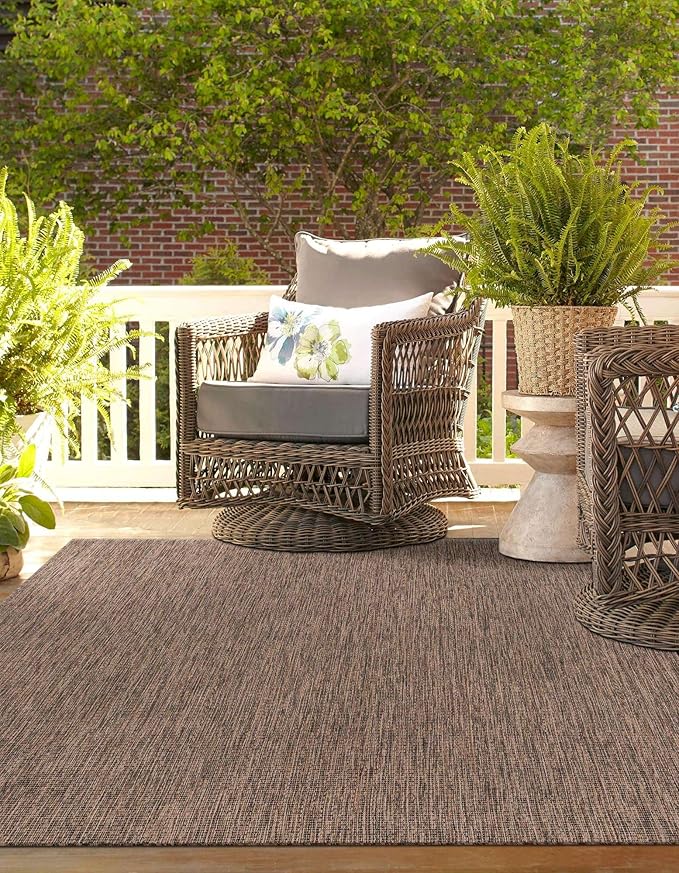 Unique Loom Outdoor Solid Collection Area Rug - Image 4
