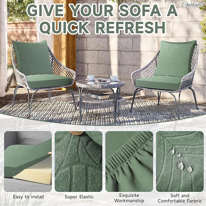 12Pcs Stretch Couch Cushion Covers, Water Resistant Outdoor Sofa Cuhsion Cover - Image 4
