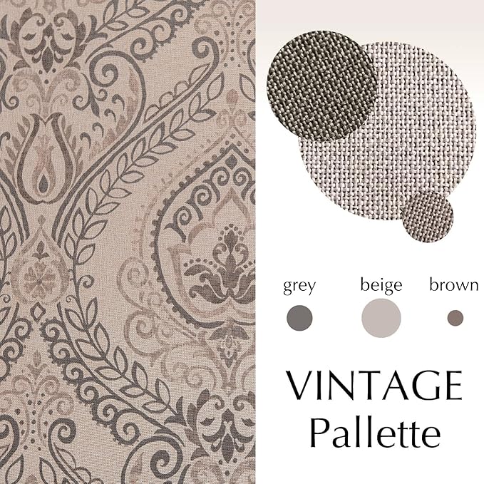 Vangao Damask Curtains Grey Curtains Paisley Medallion Print - Image 3