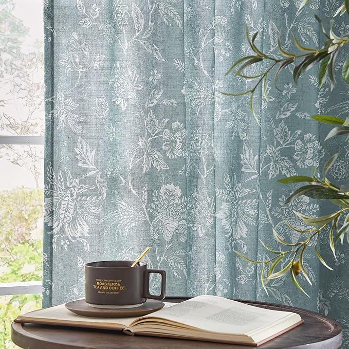 jinchan Linen Floral Curtains for Living Room, 96 Inch Length Curtains - Image 8