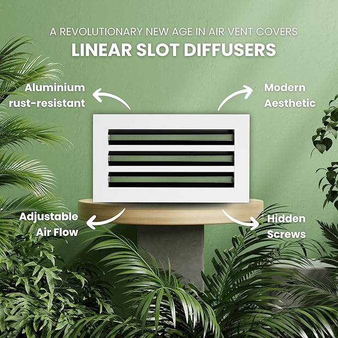 Modern Air Vent Cover 12x6 – Aluminum Linear Slot Diffuser, Decorative White - Image 4