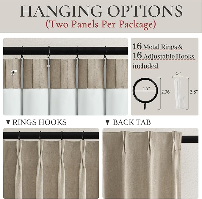 GreyBeige 108 Inch Curtains 2 Panel Set Burg Modern Decorative Dark Out Curtains - Image 3