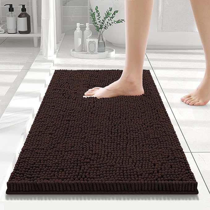 Smiry Luxury Chenille Bathroom Rugs 24x16, Extra Soft and Absorbent Shaggy Bath by Smiry