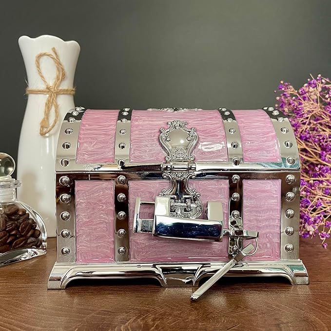 Large Double-layer Retro Metal Jewelry Chest, Pirate-style Lion Head Relief - Image 2