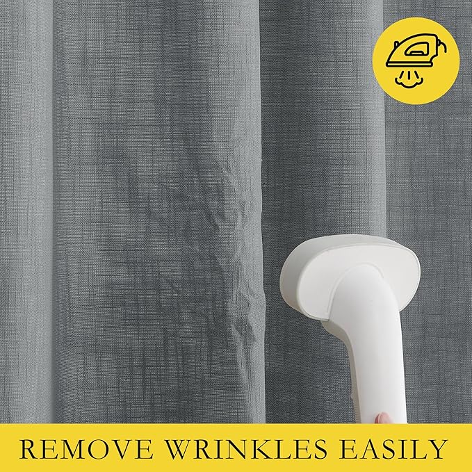 NICETOWN 100% Blackout Linen Texture Curtains 90 inches Long, Dove Grey - Image 6