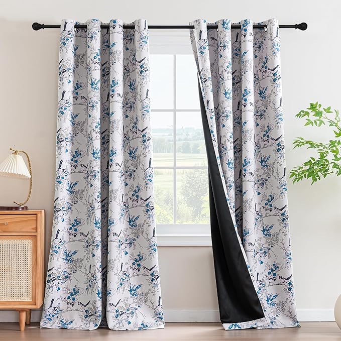 H.VERSAILTEX 100% Blackout Floral Curtains 96 inch Length 2 Panels Vintage by HVERSAILTEX