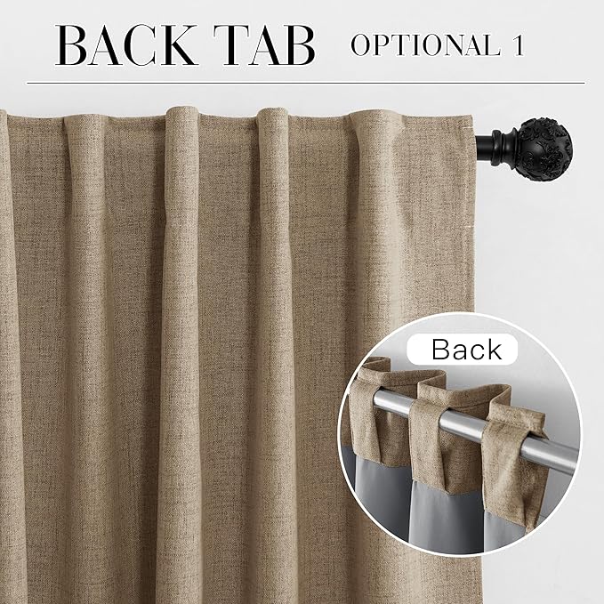 RYB HOME Burlap 100% Blackout Linen Curtains 78 inch Long, Thermal Insulated & - Image 7