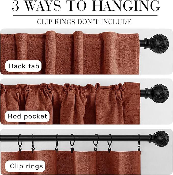 RYB HOME 100% Blackout Linen Textured Curtains 84 inches Long, Insulating - Image 7